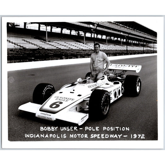 Bobby Unser 1972 Indianapolis Motor Speedway 8" x 10" Photo w/ IMS Stamp VGC