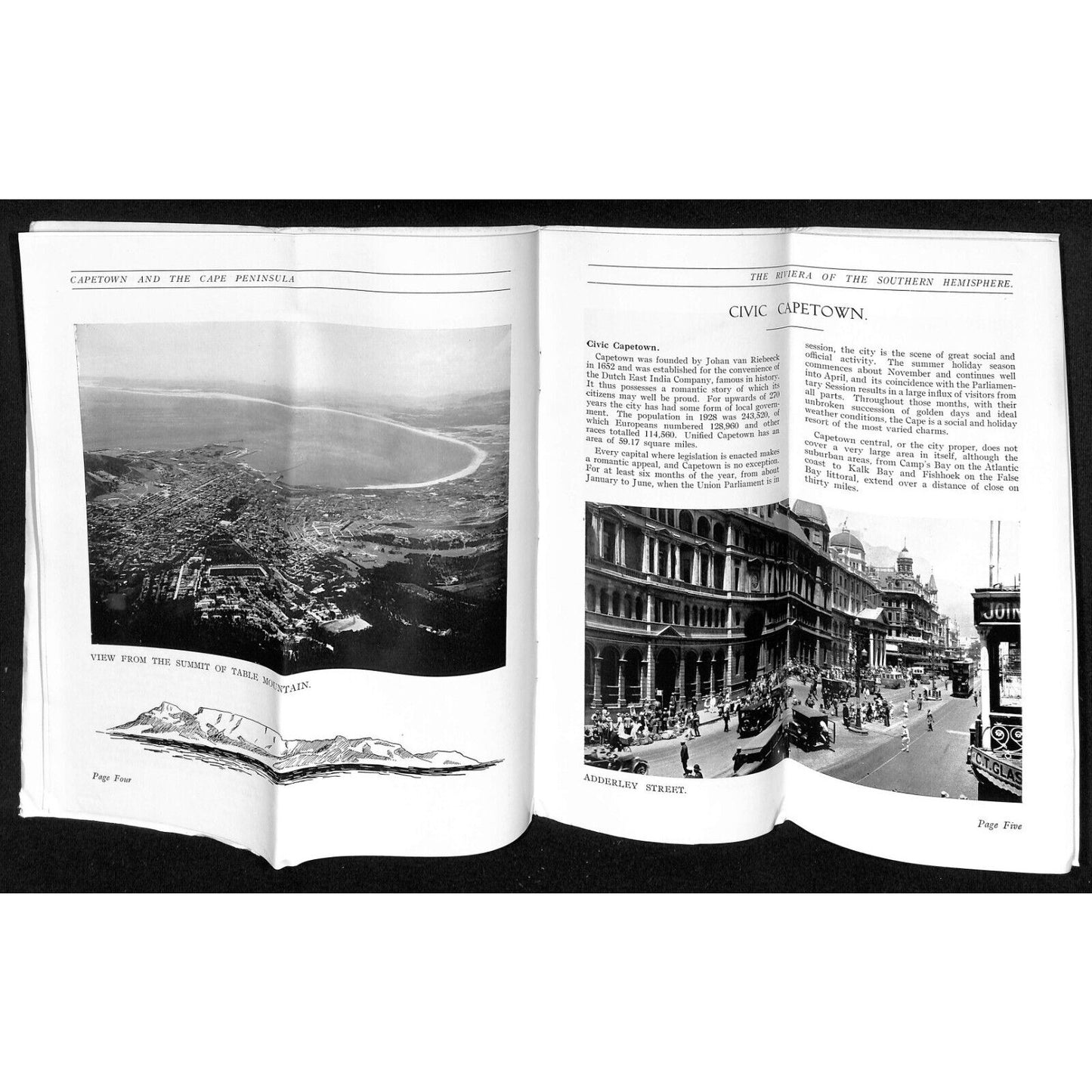 1930 Capetown & The Cape Peninsula Pictorial Travel Brochure w/ RR Map 32pp