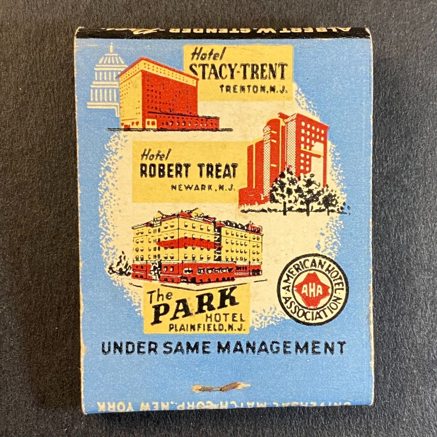 Stacy Trent Hotel Trenton, NJ Mostly Full (-5) Matchbook c1940's-50's