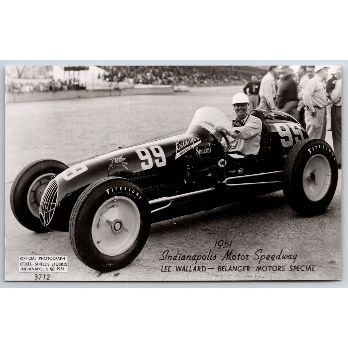 Indianapolis Motor Speedway 1951 Lee Wallard RPPC* O'Dell-Shields Postcard VGC