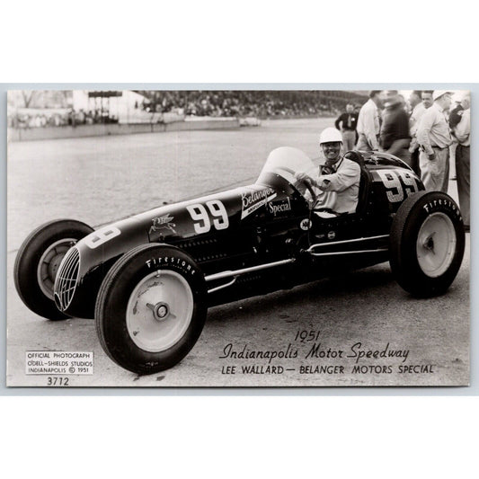 Indianapolis Motor Speedway 1951 Lee Wallard RPPC* O'Dell-Shields Postcard VGC