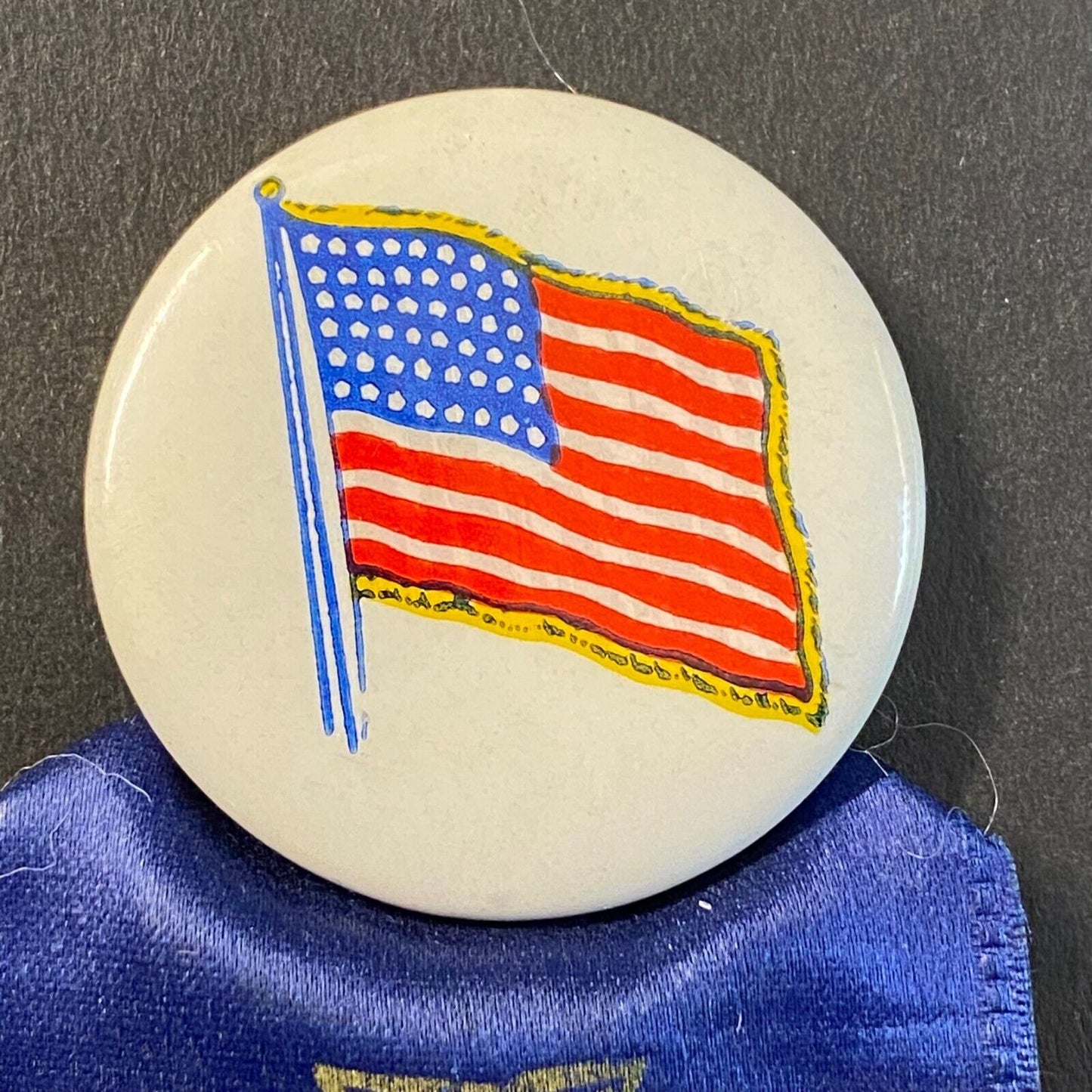 1941 Dept. of Michigan VFW 22nd Annual State Encampment Flag Ribbon Pinback VGC