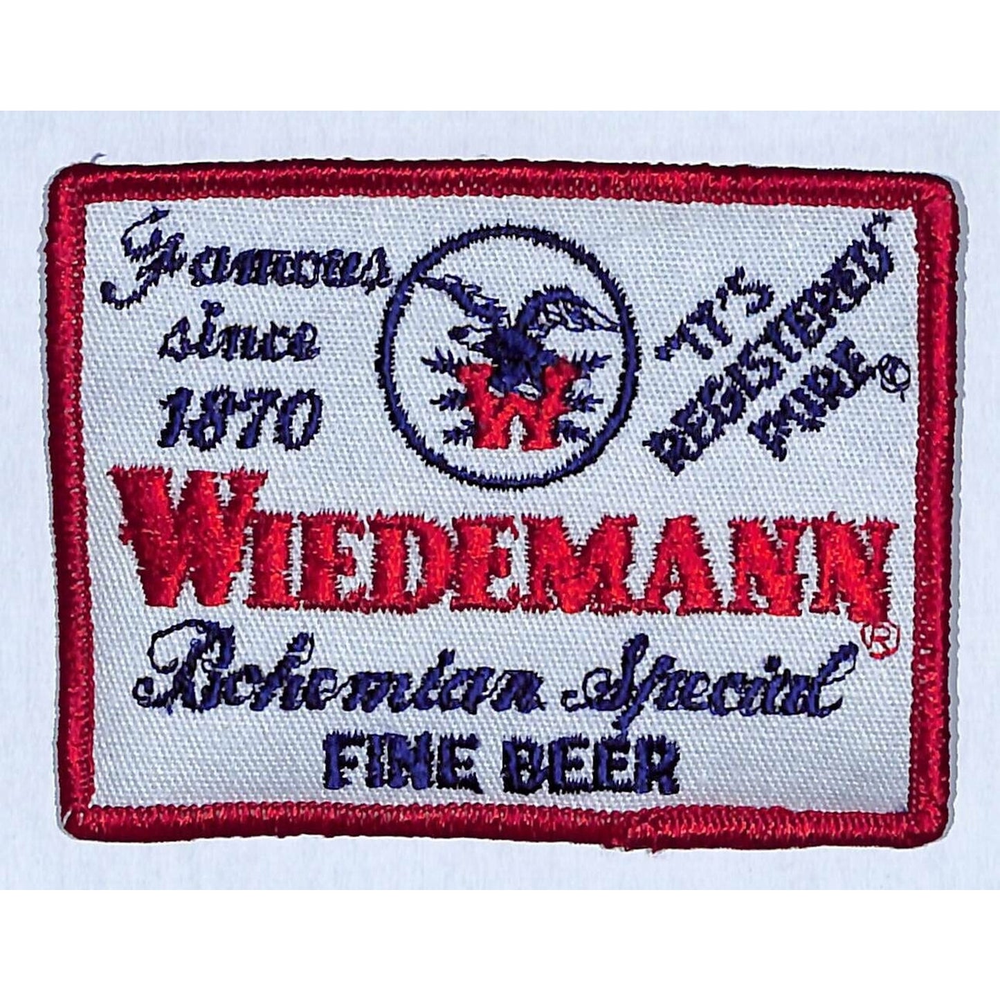 Wiedemann Bohemian Beer Embroidered Patch Vintage 2 3/4" x 3 3/4" (#3) c1970's