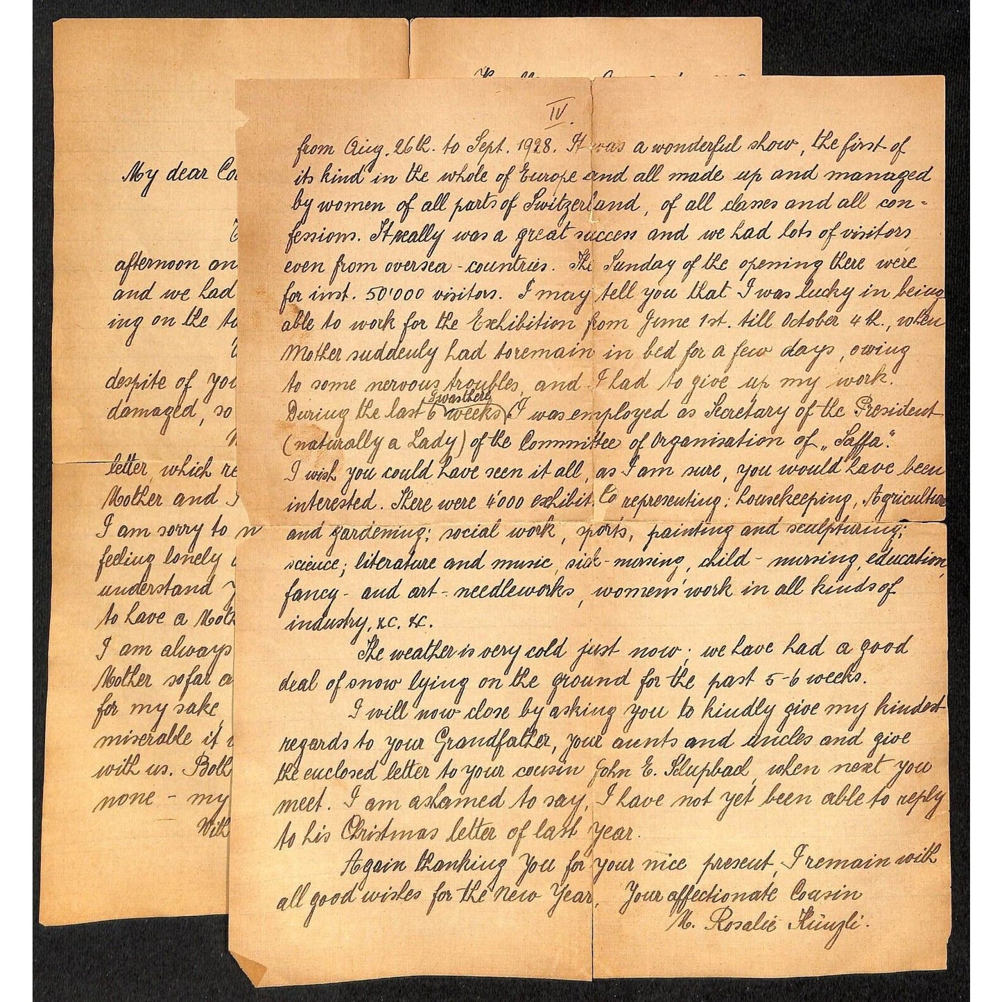1929 2pp ALS Correspondence to Cousin - Very Unique Legible Hand Writing