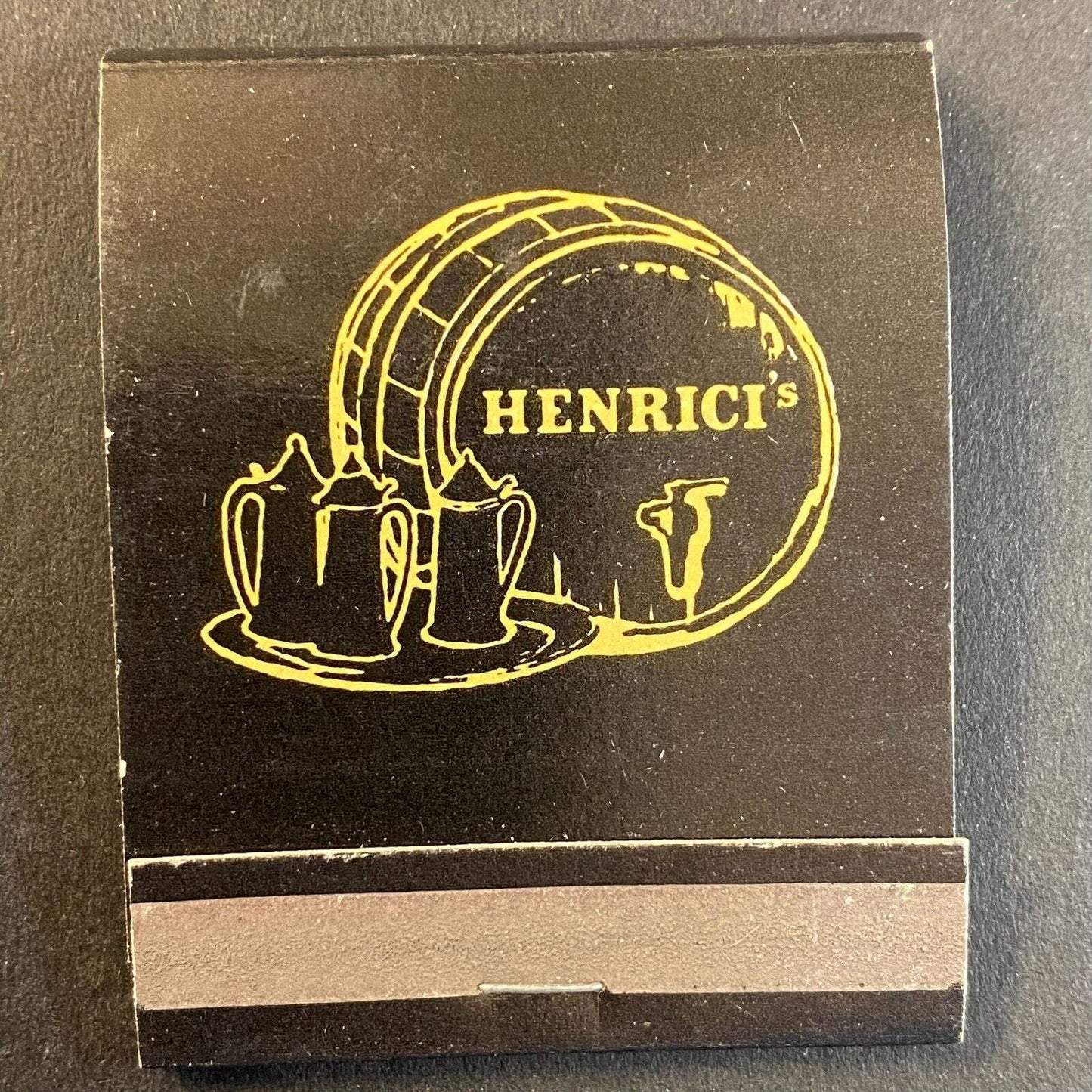 Henrici's Golden Barrel Restaurant Gemutlichkeit c1965-73 Full Matchbook