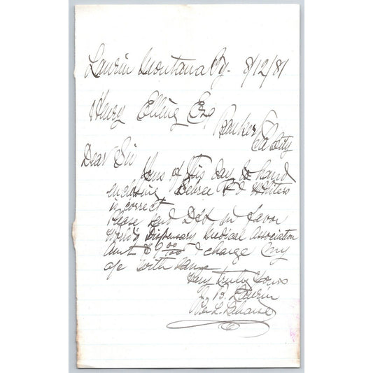 1881 ALS to Henry Elling* Montana re: "World's Dispensary Medical Association"