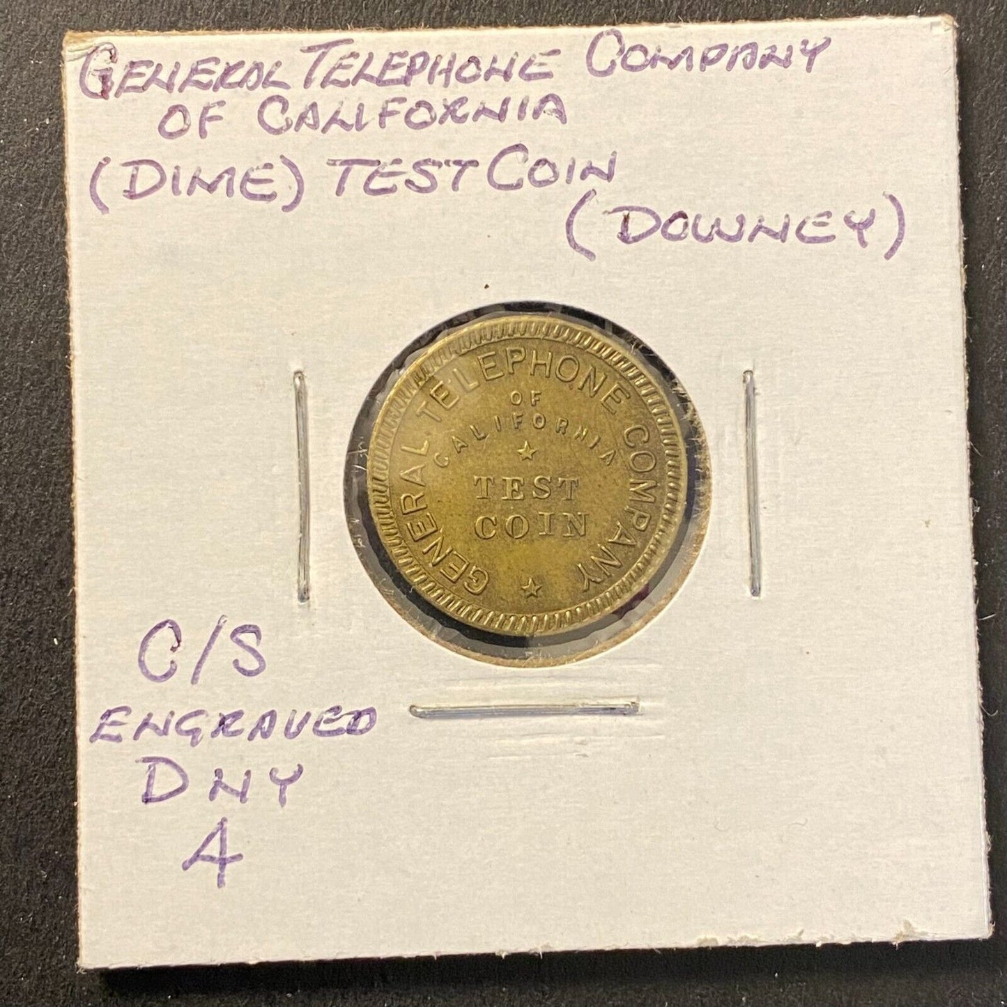 General Telephone Company of California Test Coin Brass 18mm 2.2g VGC Scarce
