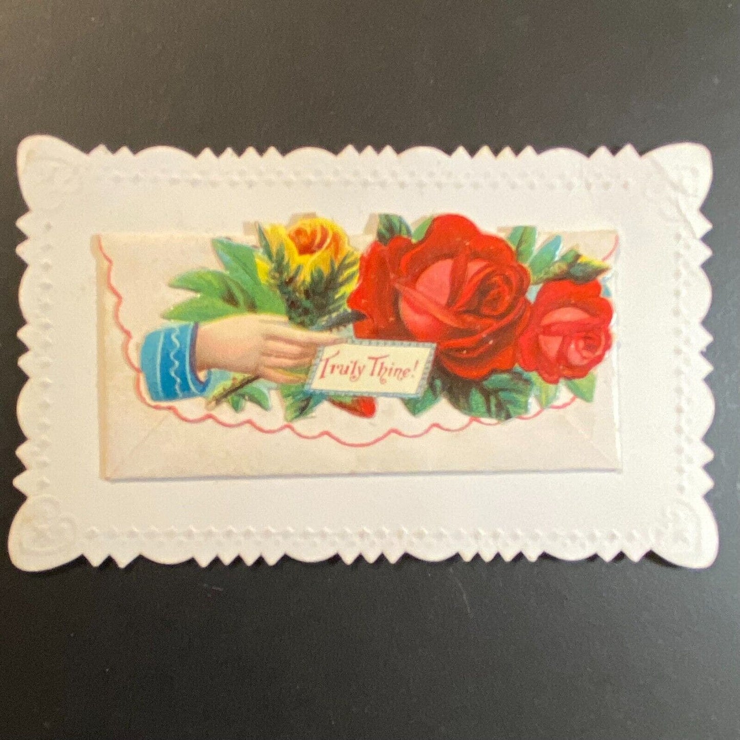 Josephine R. King Victorian Die Cut Envelope Name Card Greeting "Truly Thine!"