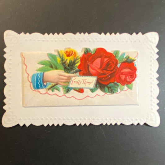 Josephine R. King Victorian Die Cut Envelope Name Card Greeting "Truly Thine!"