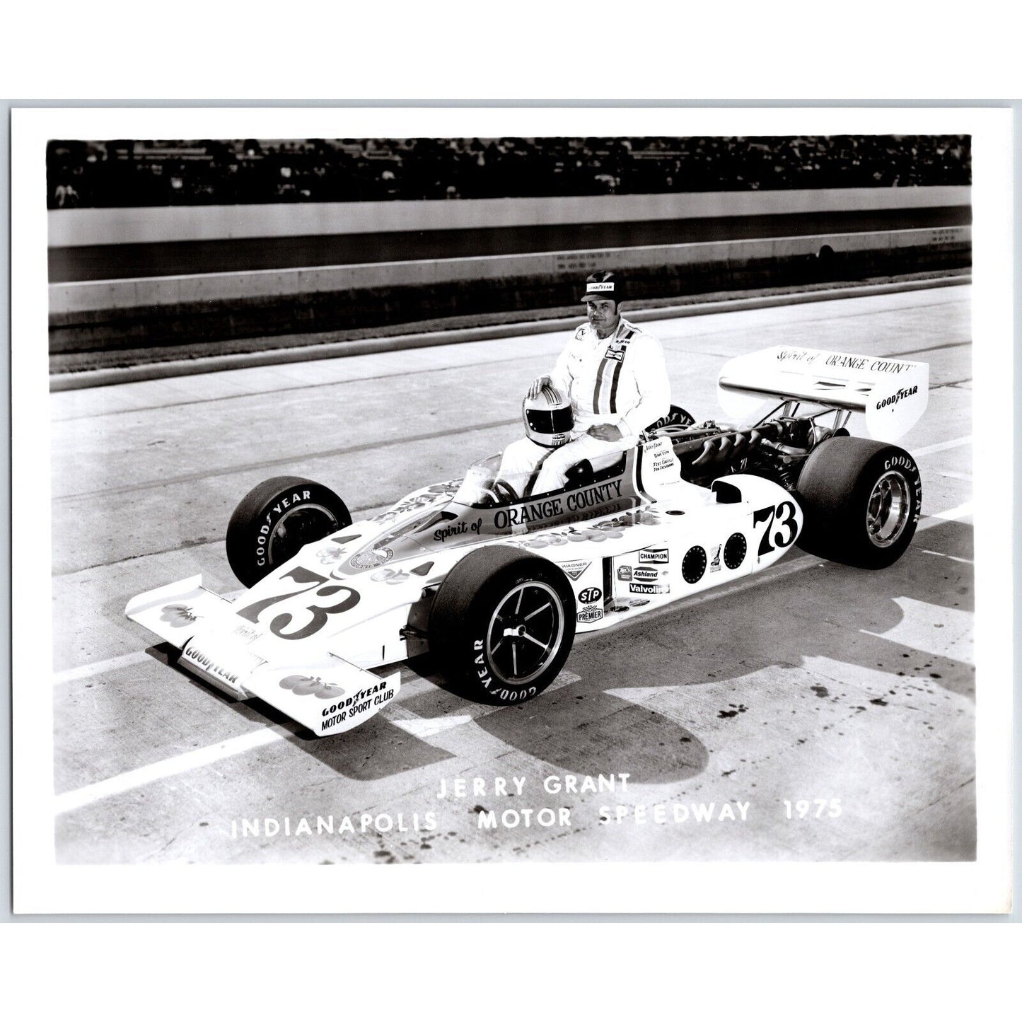 Jerry Grant #73 1975 Indianapolis Motor Speedway 8" x 10" Photo IMS Stamp VGC