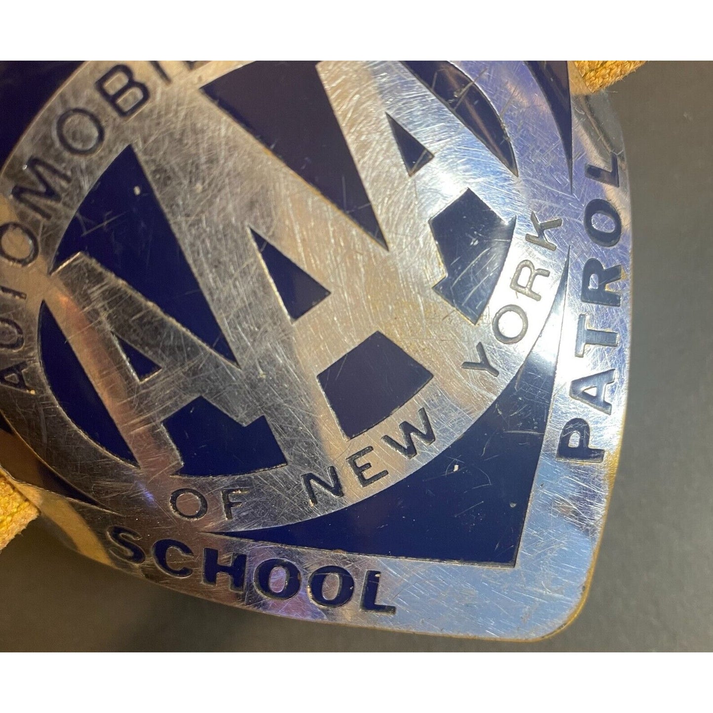 AAA Street Safety School Patrol Polished Alum. Enameled Arm Band c1950's Scarce
