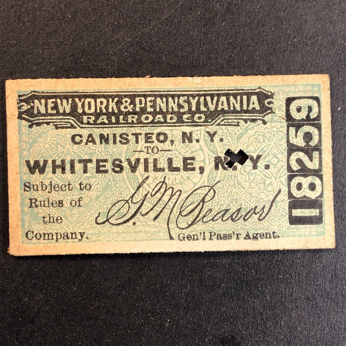 New York & Pennsylvania Railroad July 17 1917 Whitesville, NY Ticket #18259