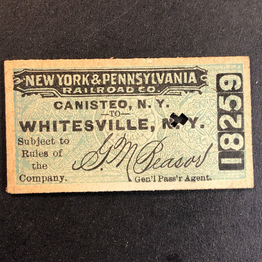 New York & Pennsylvania Railroad July 17 1917 Whitesville, NY Ticket #18259