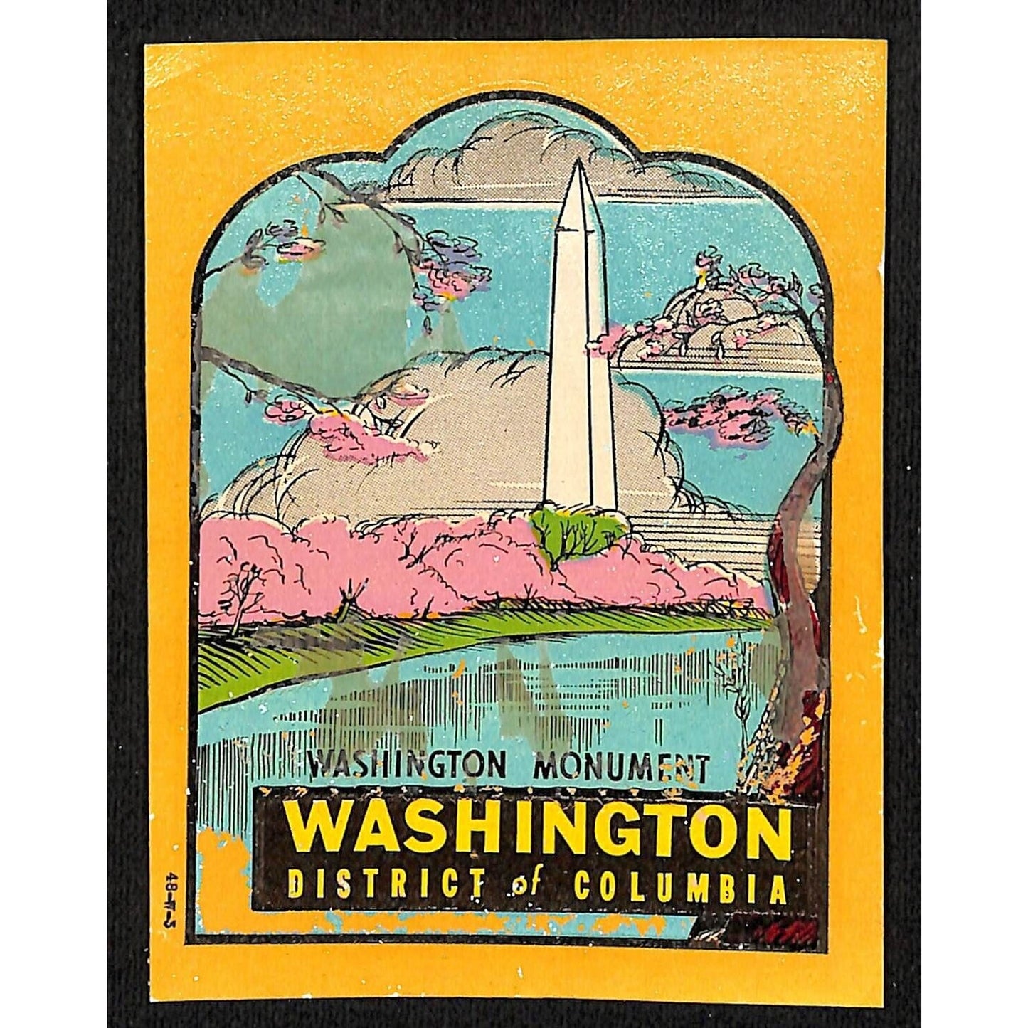 Washington Monument Water Transfer Decal Travel Souvenir c1950's