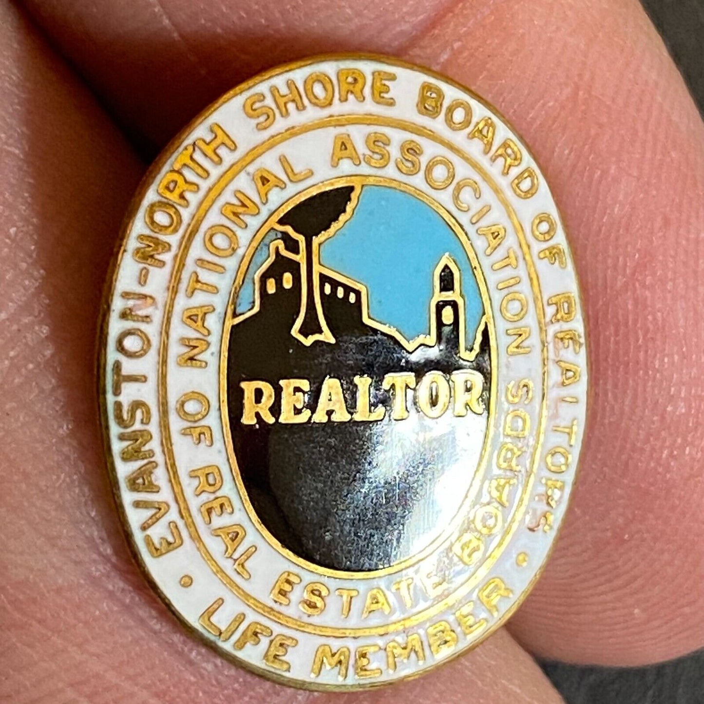 Evanston - Northshore Board of Realtors Color Enameled Lapel Pin 20mm Scarce