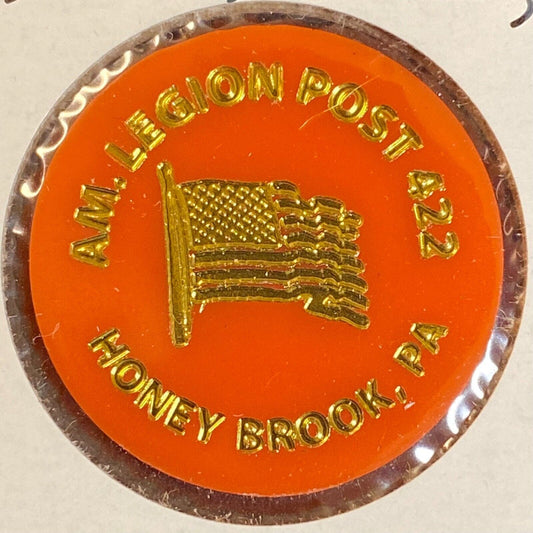 Honey Brook, PA A.M. Legion 422 c1970's-80's Plastic "Bottom Shot" Token