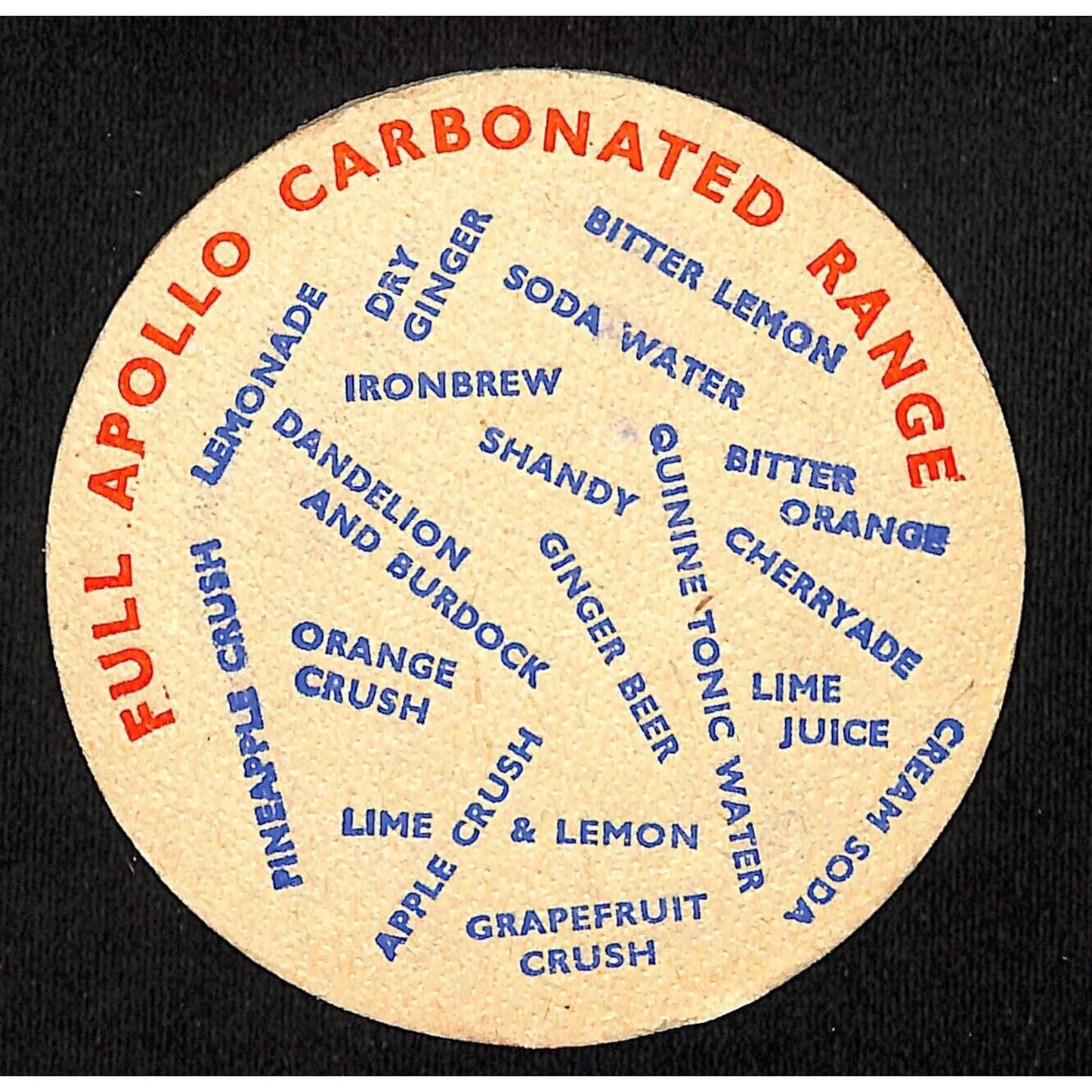 Apollo Soft Drinks Beverage Coaster VGC c1940s-50's