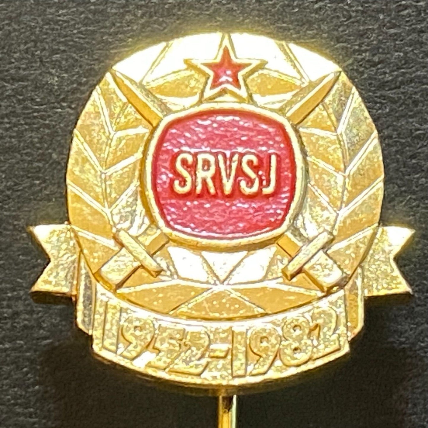 Russian / Yugoslavia Vintage Enameled Lapel Stick Hat Pin 30 SRVSJ 1952 - 1981