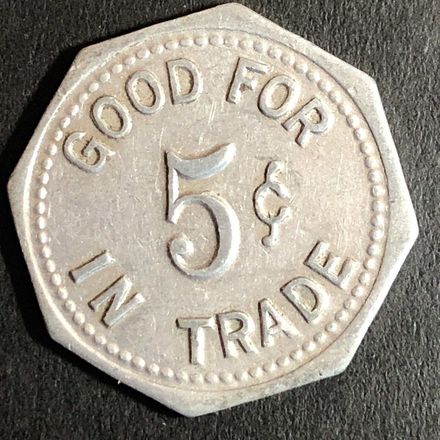Joe Krieg Belleville, IL Alum. G/F 5c Trade Token Hexagon c1920's-40's 25mm