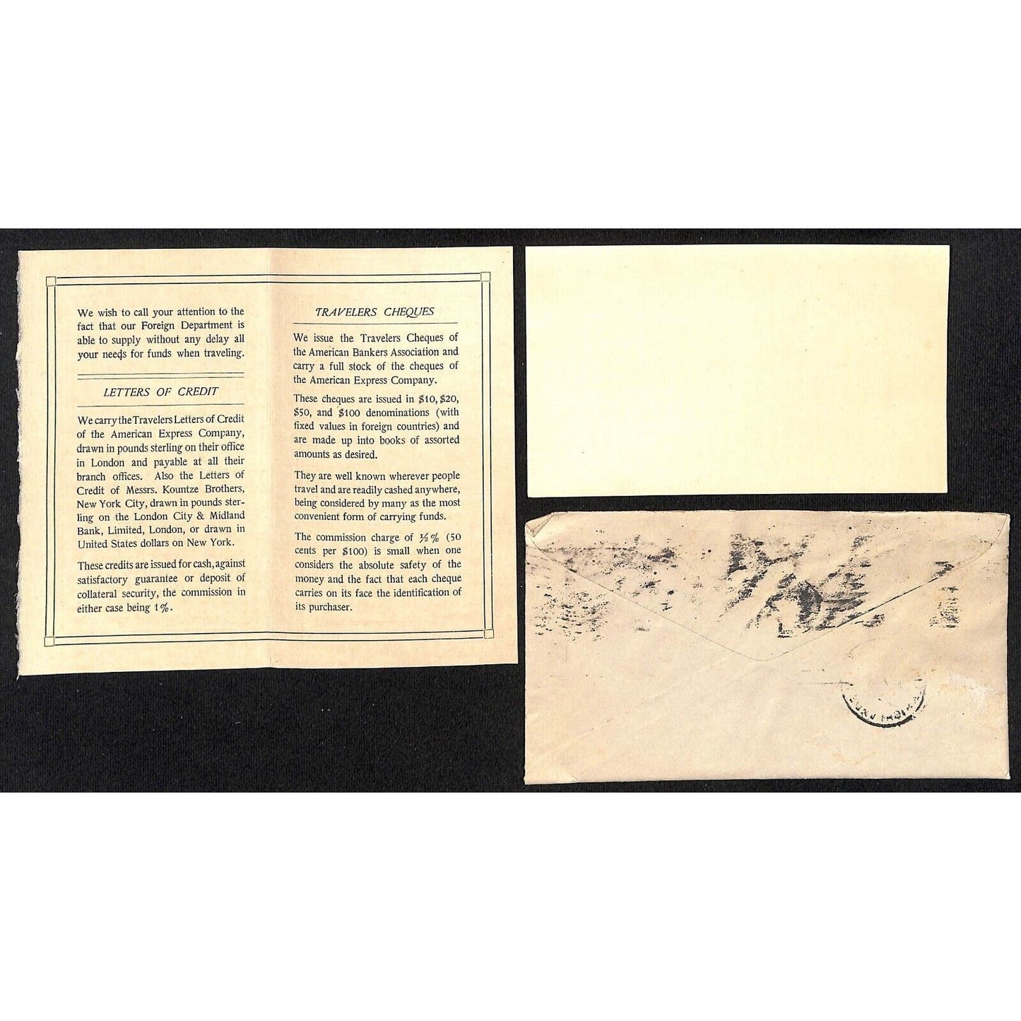 Boston Eliot National Bank 1912 Dividend Notice Card & Forex Sheet Knowlton*