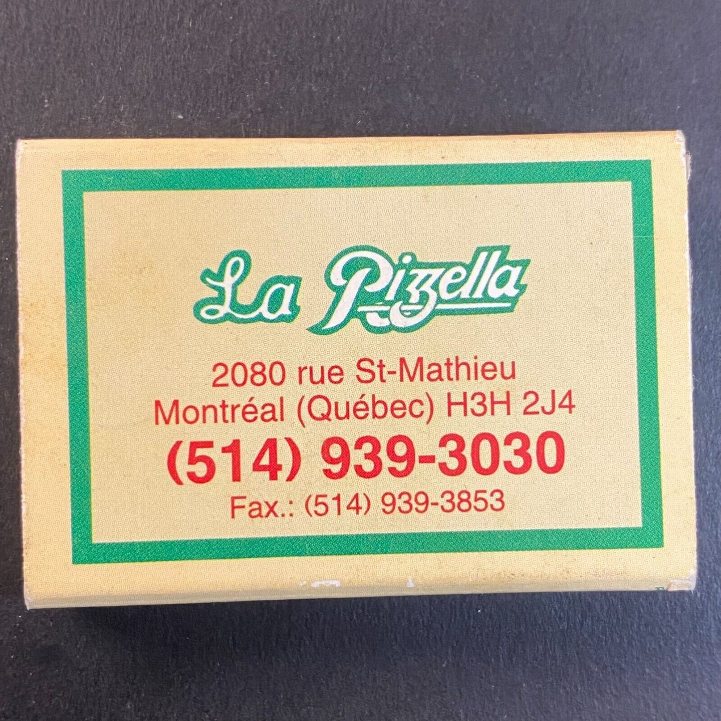 La Pizzella Restaurant Montreal Quebec Vintage Matchbox Scarce VGC