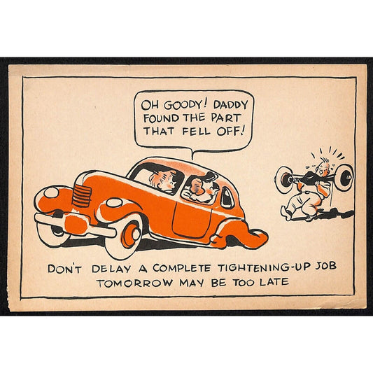 Magruder Motor Chrysler Plymouth Glasgow, MT Funny "Tightening Service" Postcard