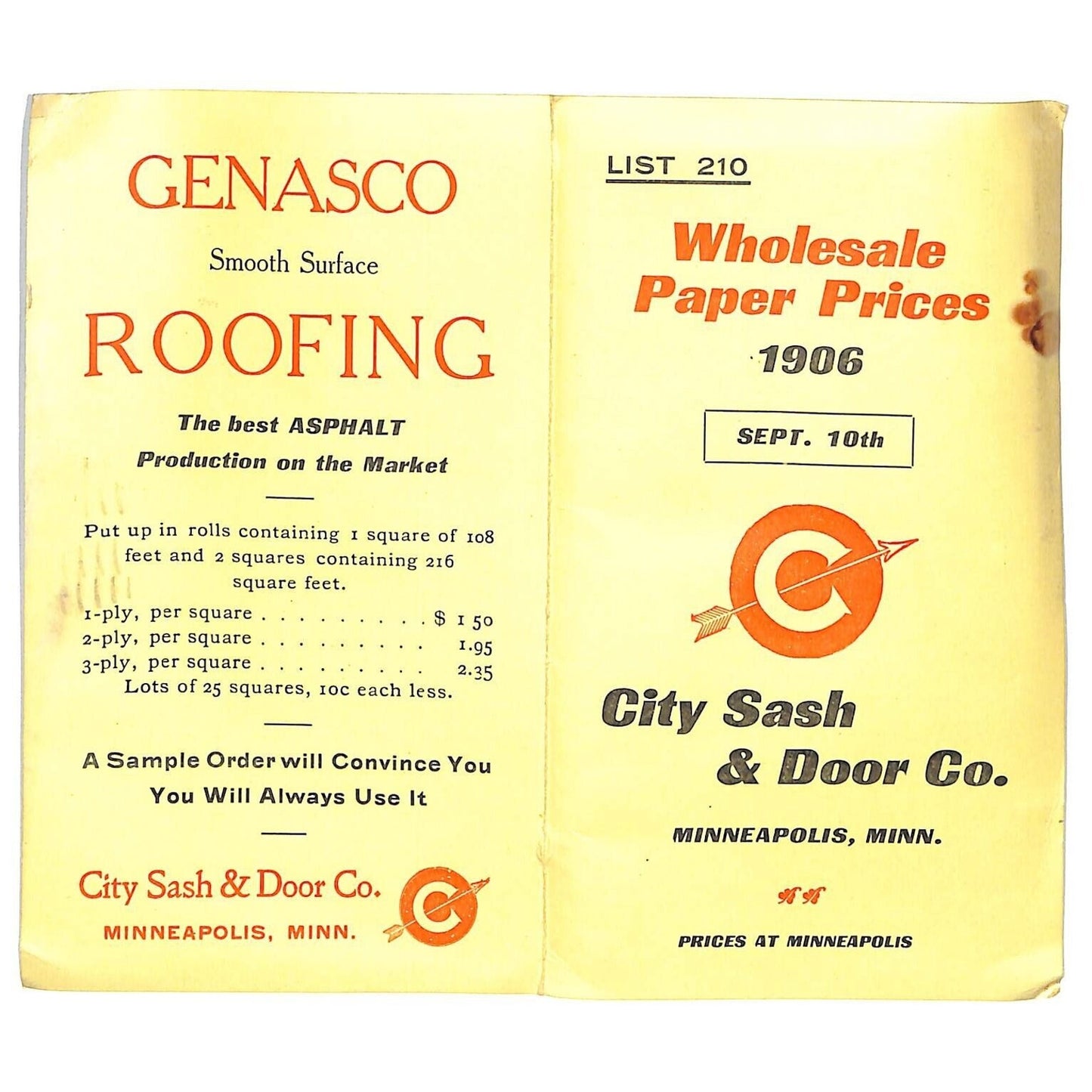 City Sash & Door Co. Minn. 1906 Catalogs, Samples & Covers VGC Scarce