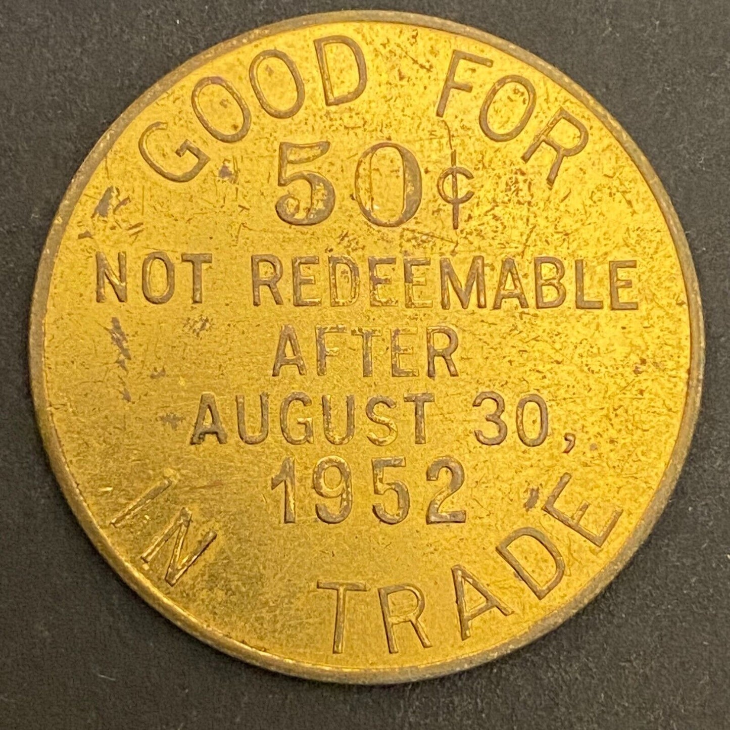 Newark, Ohio Sesquicentennial 1802 - 1952 G/F 50¢ Brass Trade Token 32mm (#8)