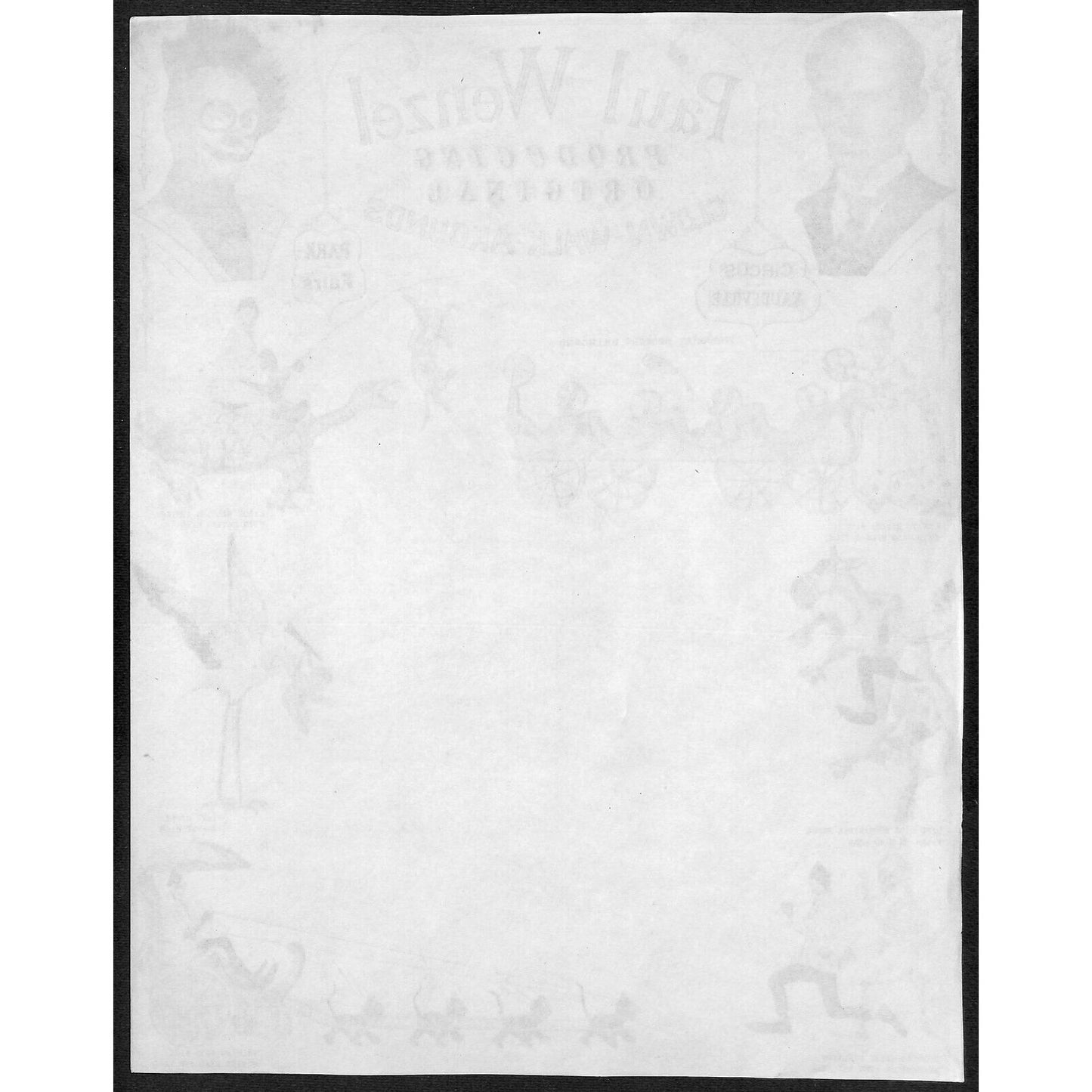 Paul Wenzel "Producing Clown Walk Arounds" Circus Letterhead c1920's Scarce