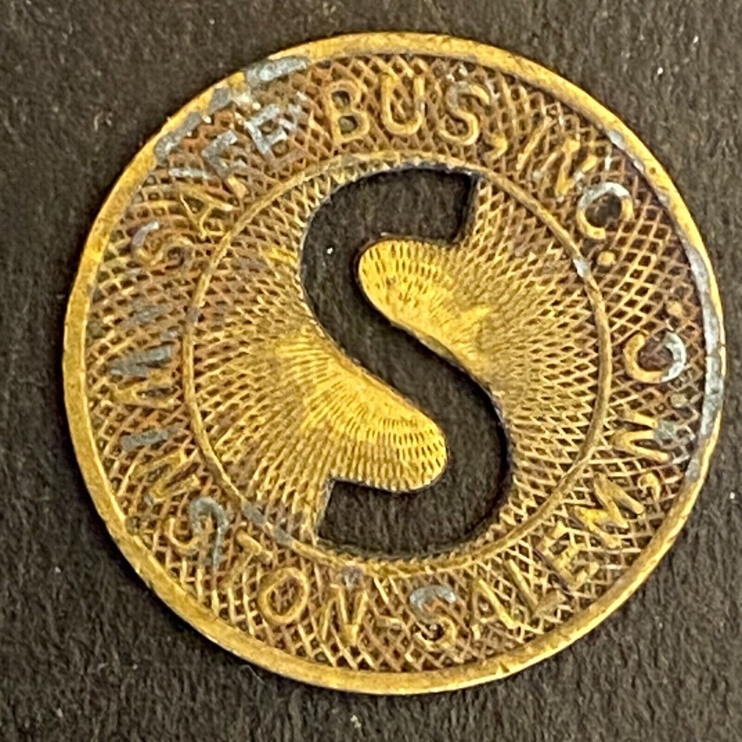 Winston Salem Safe Bus G/F One Fare Transit Token c1949 16mm (#2)