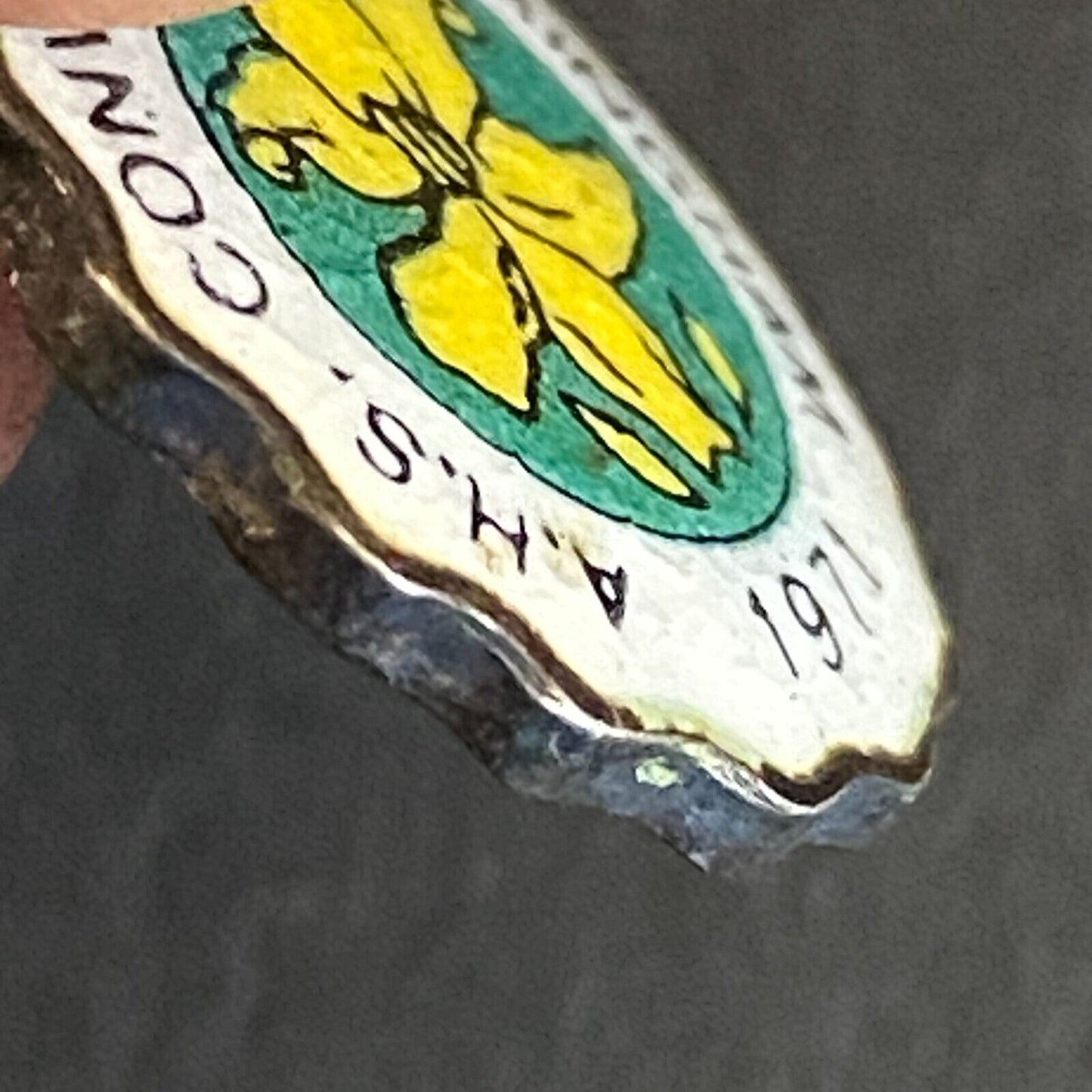 1971 A.H.S. Convention In Birmingham Enameled Pendant 17mm - Marked Sterling