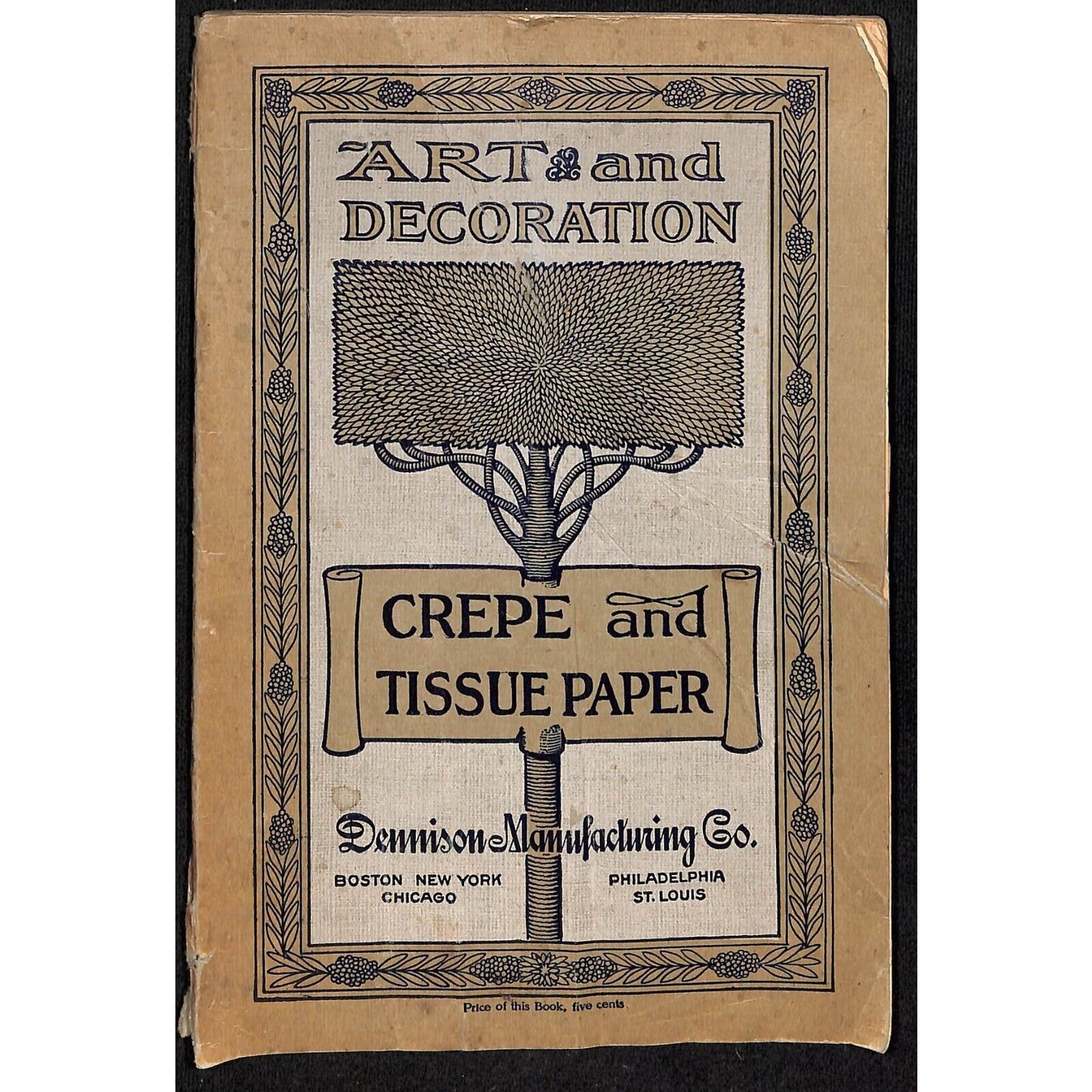 Dennison Manufacturing Crepe and Tissue Paper 1909 Catalog w/ Prices 95pp Scarce