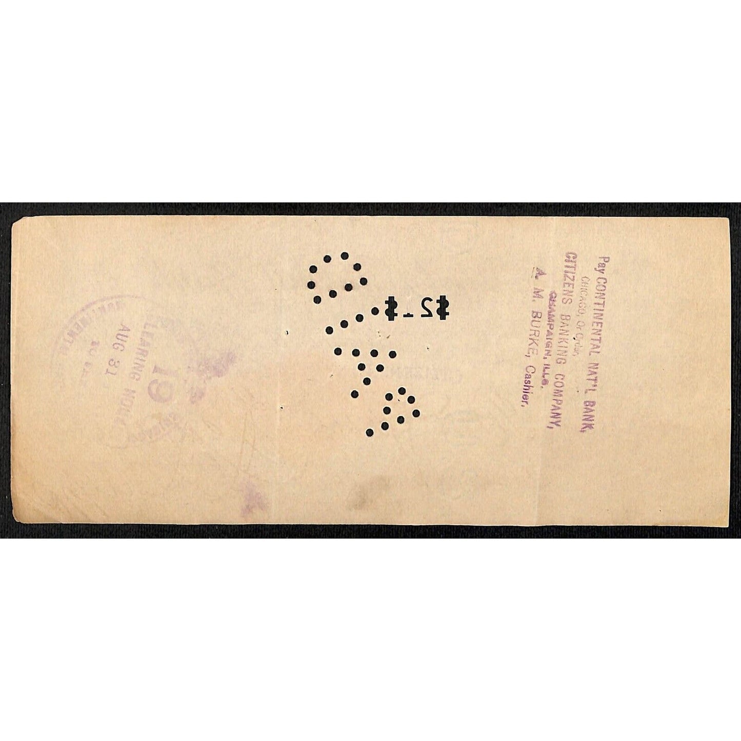 FNB Urbana, IL $21 1900 Bank Check Revenue Stamp w/ University Vignette