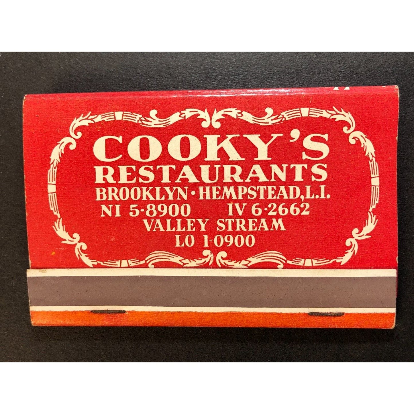 Cookys Restaurants Brooklyn Hempstead, LI Full 40-Srk Matchbook VGC c1954-64