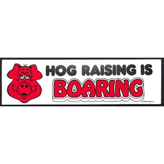 "Hog Raising Is Boaring" Pig Face Funny Farming Bumper Sticker VGC