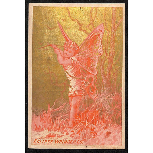 Eclipse Wringer Co / Spring Mattress Victorian Trade Card No Look Cupid Shooting