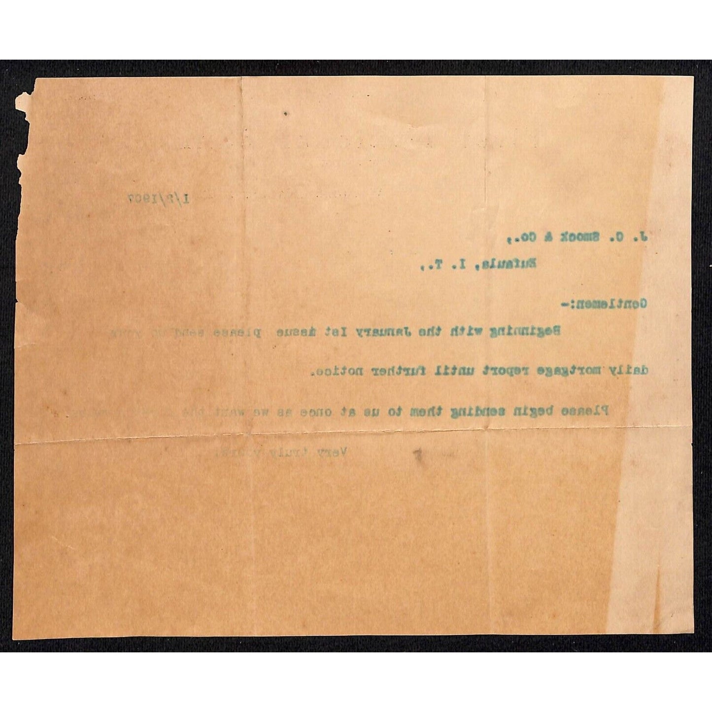 First National Bank Webbers Falls Indian Territory 1907 Letterhead