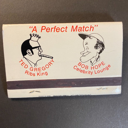 Montgomery Inn Olympic Boathouse Bob Hope Near Full (-1) Matchbook c1975-80's