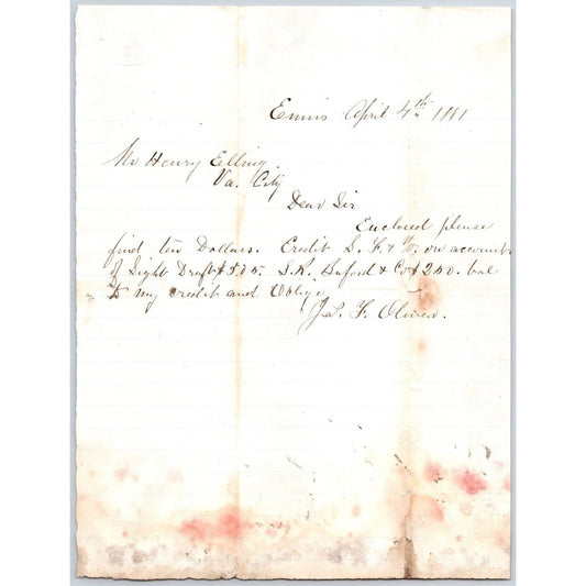 1881 ALS to Henry Elling* Virginia City, MT re: Payments for S.R. Buford**