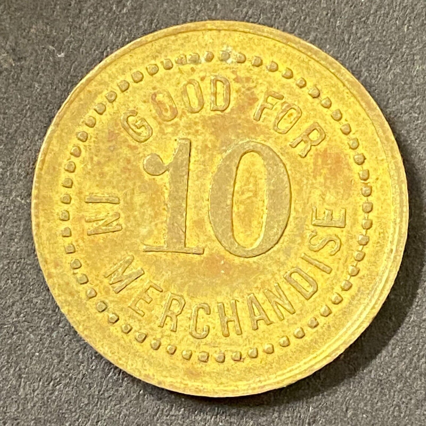 Bye & Company Taswell, IN G/F 10¢ in Merchandise Token 23mm (Gen Store?*) (#1)