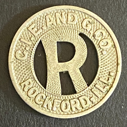 C.I.E. and G. Co. Rockford, IL G/F One City Fare Token 16mm VGC