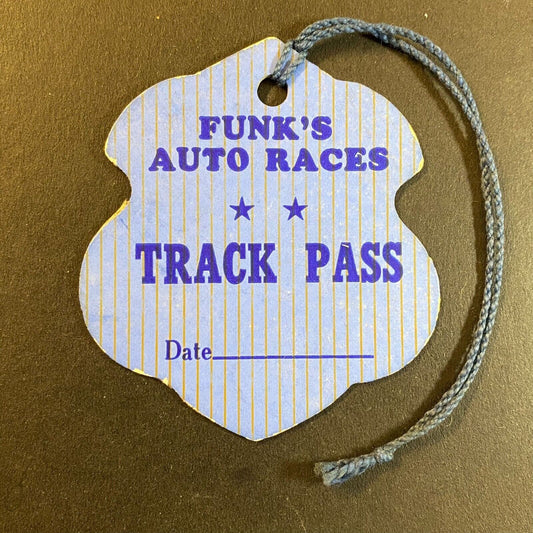 Funk's Auto Races (Winchester / Indiana) Track Pass c1940's - Scarce