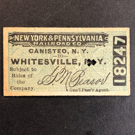 New York & Pennsylvania Railroad July 14 1917 Whitesville, NY Ticket #18247