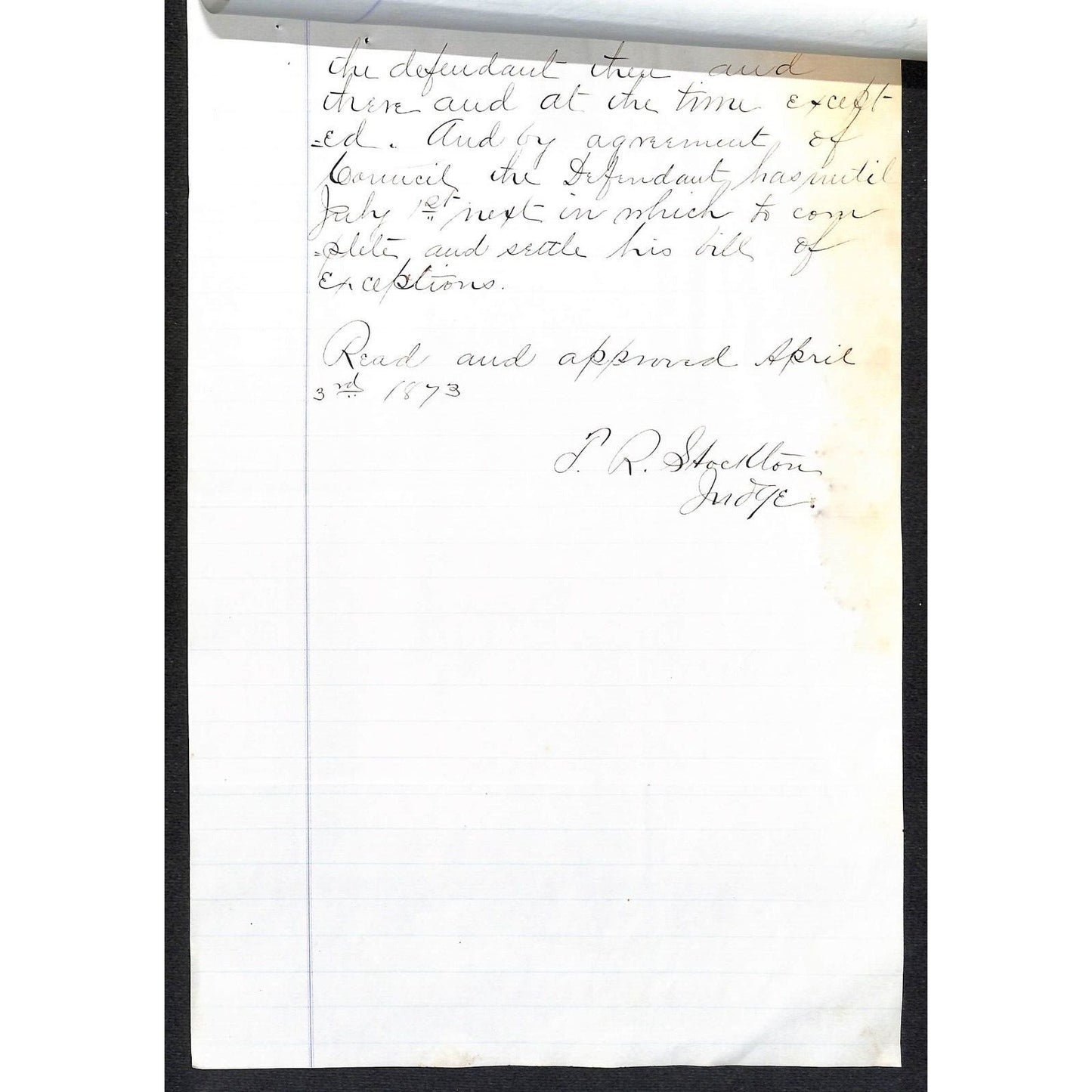 1873 3pp ALS Lawsuit / Legal Document vs CRI&P RR Jury Finds $7375 for Plaintiff
