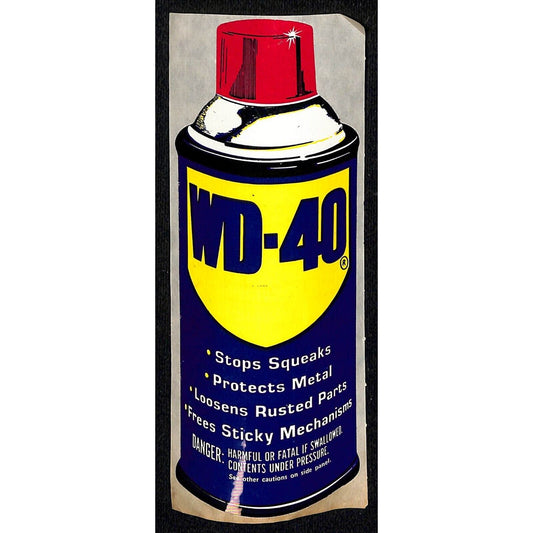 WD-40 Original Sticker / Decal Glossy Finish 2 1/4" x 6" c1970's-80's VGC (#4)