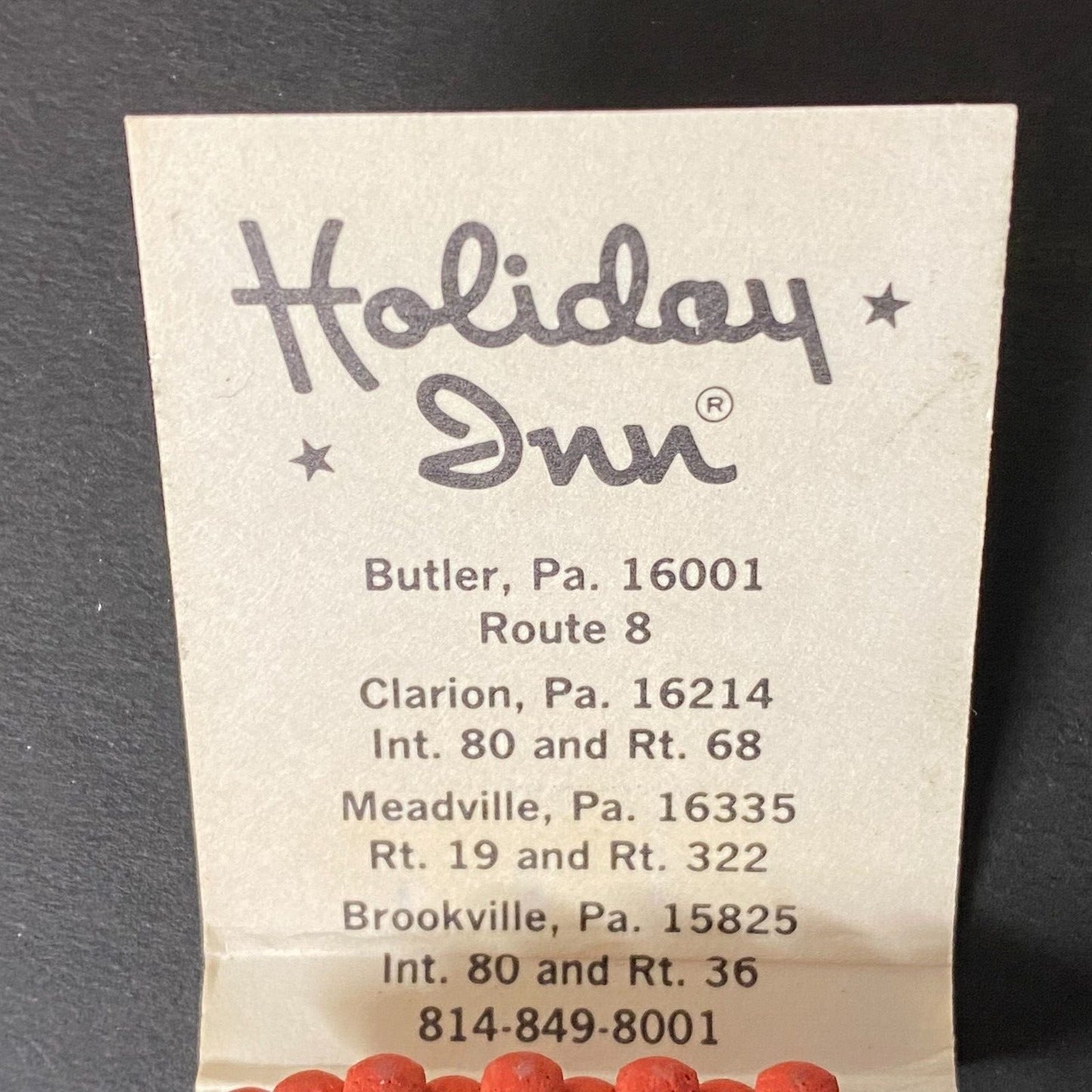 Holiday Inn Holidex Computer PA Locations Near Full (-2) Matchbook c1974-80's