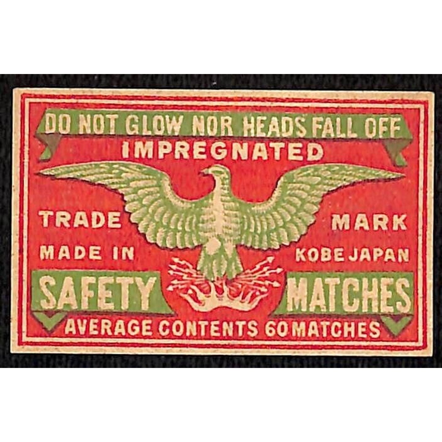 Eagle Made in Kobe Japan c1900-1920's Matchbox Label VGC