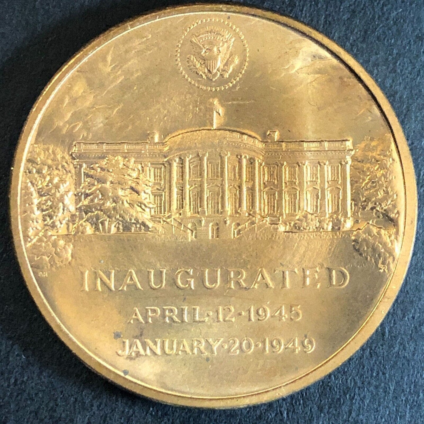 Harry S. Truman Inaugurated / White House High Relief Medallion 34mm 18g VGC