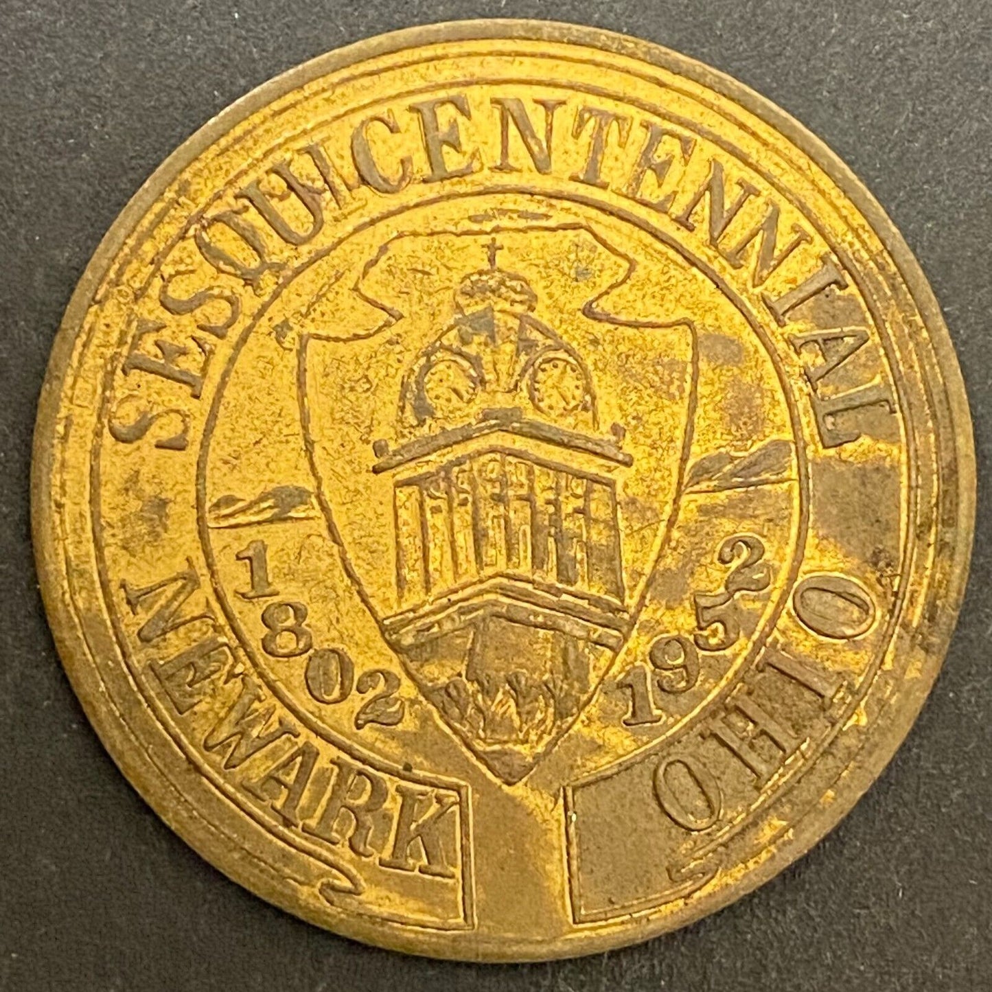 Newark, Ohio Sesquicentennial 1802 - 1952 G/F 50¢ Brass Trade Token 32mm (#14)