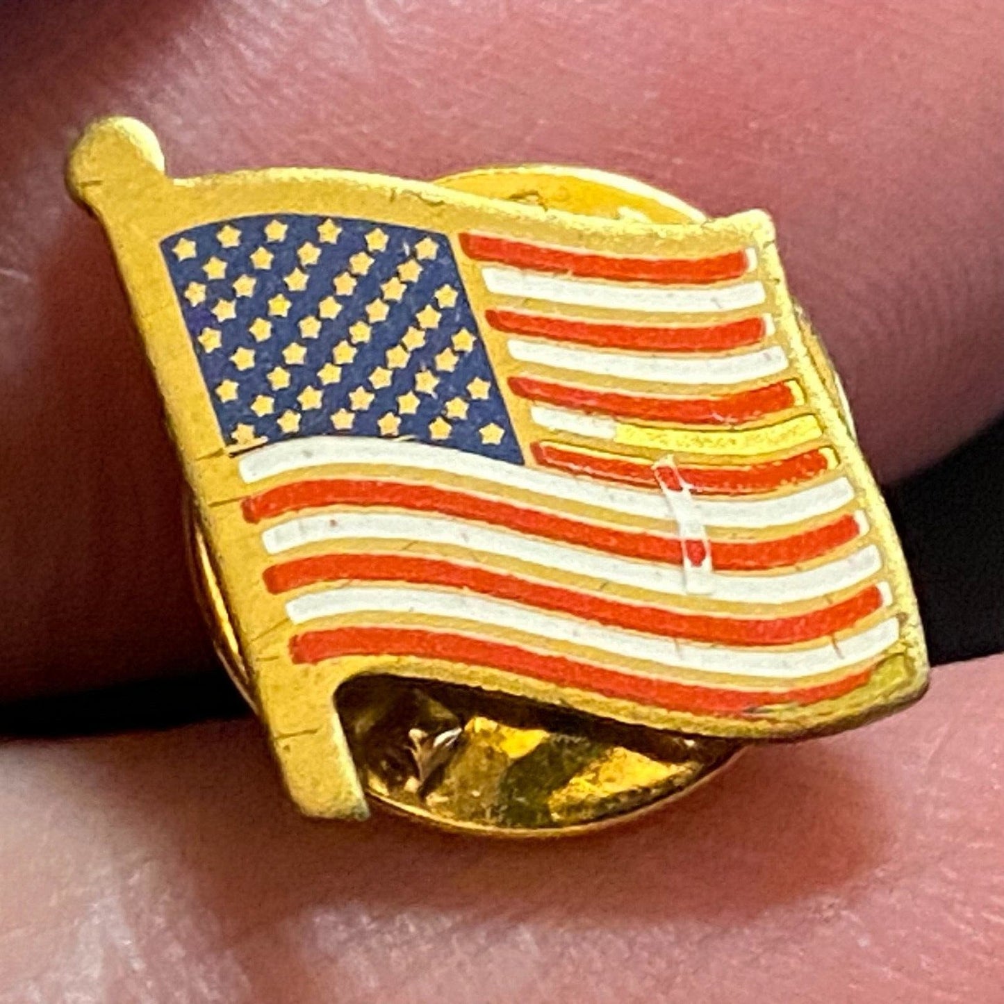 American Flag Enameled Lapel Pin Vintage Small 9mm x 11mm